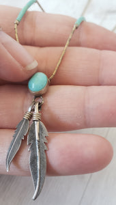 southwestern necklace, first nations necklace, sterling silver and turquoise necklace, feather necklace, native american necklace, aqua blue and silver