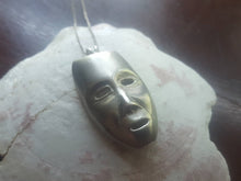 Load image into Gallery viewer, Estate Sterling Silver Drama Mask Necklace and Chain - 1950s  Sterling Silver Chain Evco